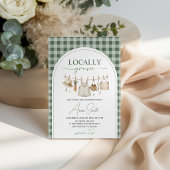 Groene Gingham Lokale Oogst 4x9 Menukaart