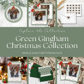 Sage Green Gingham Plaid Photo Christmas Cadeaulabel