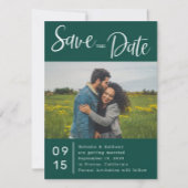 Stijlvolle Smaragd Groene Foto Bruiloft Save The D Magnetische Uitnodiging