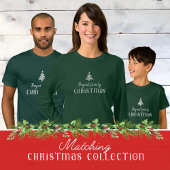 Aangepaste familie kerstboom modern groen t-shirt
