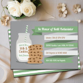 Melk en koekjes Baby shower Modern Green Stripe Kaart