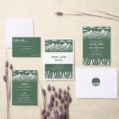 Green Mountain bruiloft uitnodiging met details (Personaliseer de collectie van deze zelfstandige maker.)