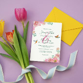 Bloemgroen & roze delicate Waterverf zoet 16 Kaart