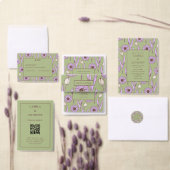 Groen Paarse Retro Y2K Funky Hippie Bloempatroon Kaart (Personaliseer de collectie van deze zelfstandige maker.)