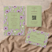 Groen Paarse Retro Y2K Funky Hippie Bloempatroon Menu (Personaliseer de collectie van deze zelfstandige maker.)