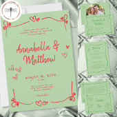 Groen Rood Met De Hand Getekend Hart Whimsical Huw Save The Date