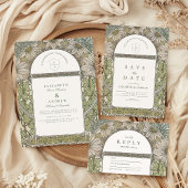 Green Sage Art Nouveau bruiloft Kaart