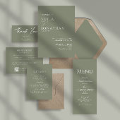 Green Sage Minimalistische Elegante Huwelijk Menu