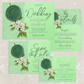 Green Seal Wedding Details Card Kaart
