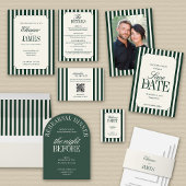Smaragdgroene Oud Geld Preppy Streep Bruiloft Save The Date