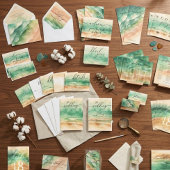 Groene Zon Ocean Beach Zand Monogram Bruiloft Planner