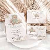 Boho Beer Pampas Baby shower Groen Papieren Bordje