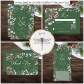 Groene winter dennenbessen Eucalyptus Geen diner All In One Uitnodiging