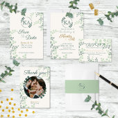 Groen en Monogram Bruiloft Cadeaulabel