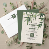 Greenery Botanical Burlap Texture Wedding Kaart (Personaliseer deze collectie van deze onafhankelijke maker. Test)