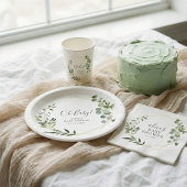 Greenery Eucalyptus Elegant Script Baby shower Kaart