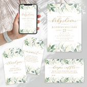 Greenery Gold Eucalyptus Baby shower Kaart