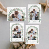 Greenery Arch Modern Script Foto Kerstmis Keramisch Ornament