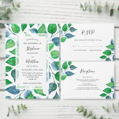 Donkergroen wit blad krans monogram bruiloft ronde sticker (Personaliseer de collectie van deze zelfstandige maker.)