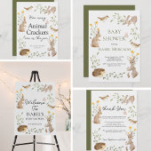 Greenery Forest Animals Baby shower Bedankt Kaart