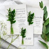 Greenery op White Wedding Kaart