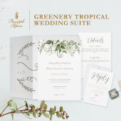 Elegant Tropisch blad Bestemming Bruiloft RSVP Kaartje