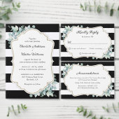 Eucalyptus groen zwart-wit bruiloft kartonnen onderzetters (Personaliseer de collectie van deze zelfstandige maker.)