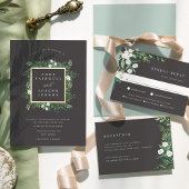 Greenhouse Monogram | Groen botanisch huwelijk Folie Uitnodiging