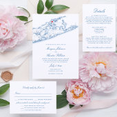 Greenport NY kaart bruiloft welkomstbrief marine b