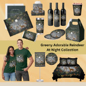 Adorable Reindeer At Night Theedoek