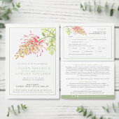 Grevillea waterverf bruiloft RSVP details groen QR All In One Uitnodiging (Personaliseer de collectie van deze zelfstandige maker.)