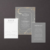 Mystieke Halve Maan Sterrennacht Boho Bruiloft Folie Uitnodiging (Personaliseer de collectie van deze zelfstandige maker.)