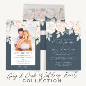 Elegant foto Eenvoudige QR-code RSVP Dusty Grey Kaart