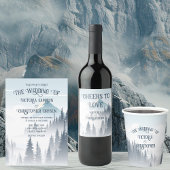 Grijze berg mist wildernis bruiloft receptie informatiekaartje