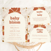 Retro Groovy Bloemenboog Baby in Bloom | Boho Informatiekaartje