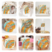 Groovy Retro Regenboog Verjaardag Foto Bedankkaart