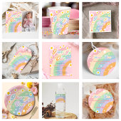 Twee Groovy Daisy Rainbow 2nd Birthday Party Foto Kaart