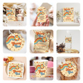 Laten we Groovy Retro Rainbow 3e verjaardag foto Kaart