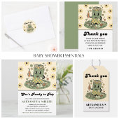Moderne Groovy Daisy Sage Groen Ze is klaar om te Cadeaulabel