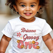 Groovy een retro madeliefje 1e verjaardag geprint papieren bekers