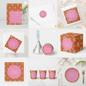 Retro 60s Bloemen Oranje Roze Bruidsmeisjesfeest C Bedankzakje