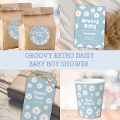 Groovy Baby Boy Daisy 70s Retro Baby shower Papieren Bordje