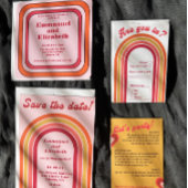 Vet Retro Pastel Roze, Heet Roze & Sinaasappel Bru Save The Date