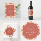 Groovy Retro Rosewood Clay Botanical Personalized Notitiekaartje