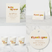 Groovy Terracotta Peach Retro Custom Baby shower Servet