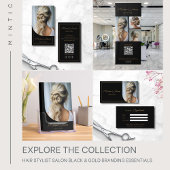Haar Stylist Modern Zwart en Goud Visitekaartje