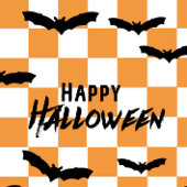 Moderne Halloween Spooky Bats Sinaasappel Checkerb Satijnen Lint