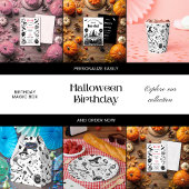 Halloween zwart-wit spookachtig verjaardagsfeestje satijnen lint