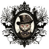 Halloween Kat, Vampier Kat, Lady Fangs Ronde Sticker