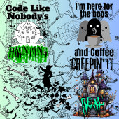 Halloween Witchcraft Patroon Neon 01 L Geel BG Stropdas